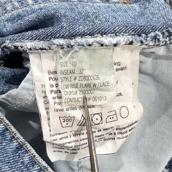 Vintage Y2K Low Rise Flare Jeans Leather Lace Up CK Calvin Klein Jeans | Size 10 - Picture 11 of 12